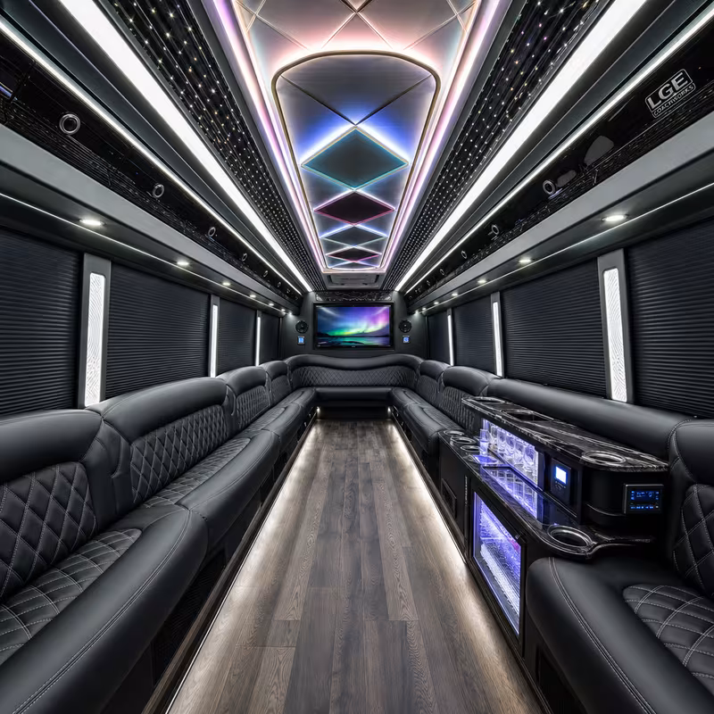 15 Passenger Party Bus Interior
