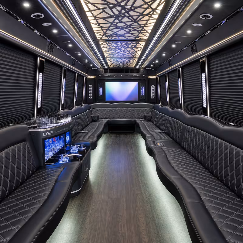 18 Passenger Party Bus Interior