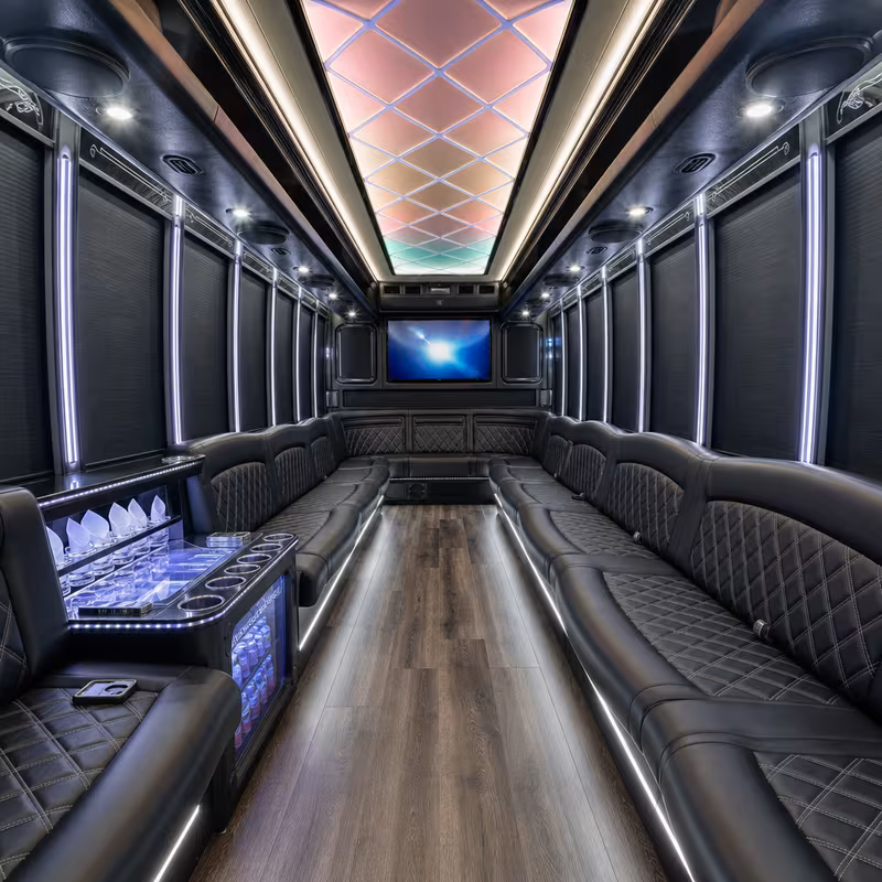 25 Passenger Party Bus Interior