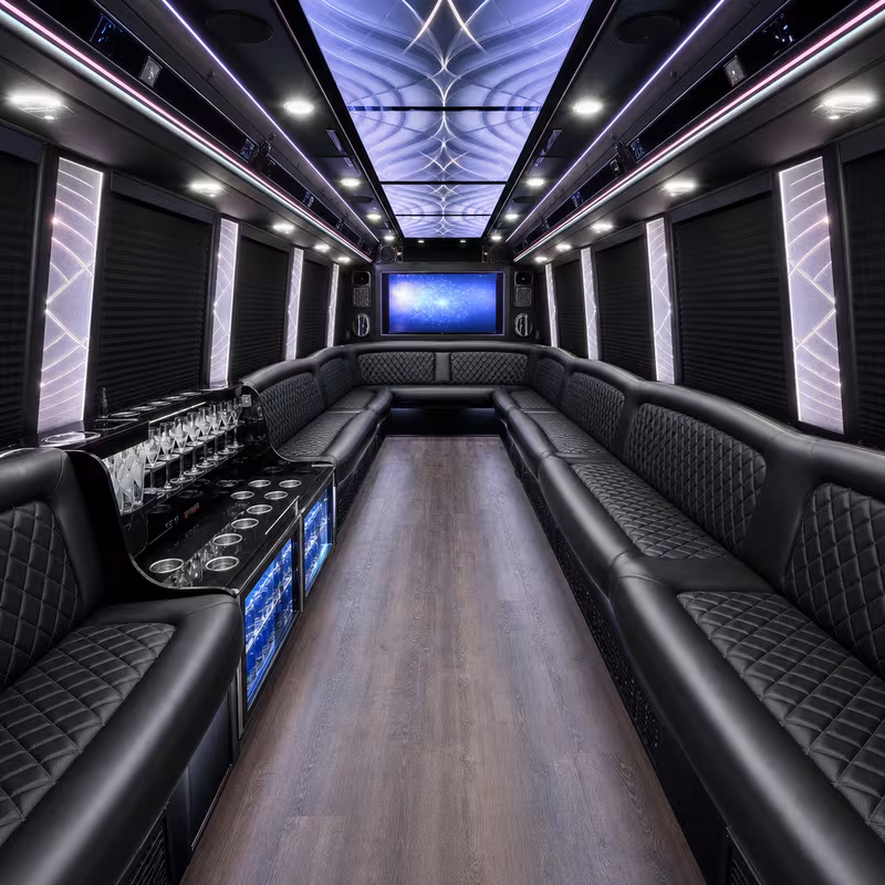 25 Passenger Party Bus Interior