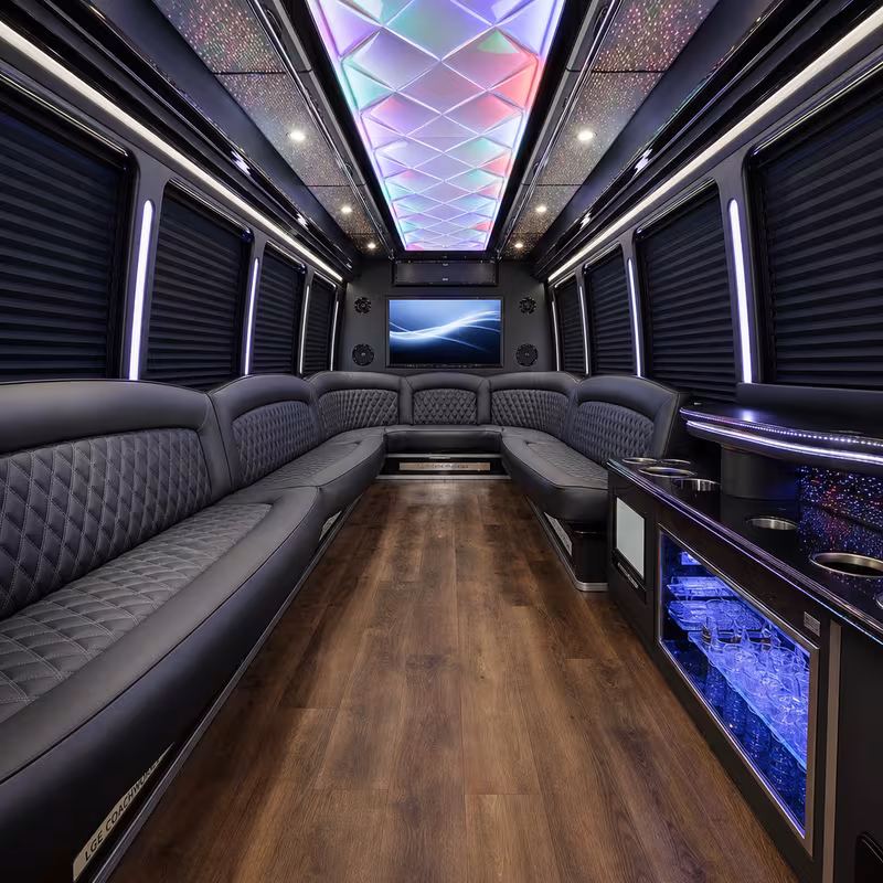 28 Passenger Party Bus Interior