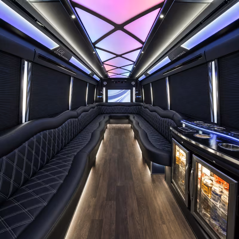 30 Passenger Party Bus Interior