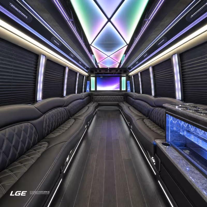30 Passenger Party Bus Interior