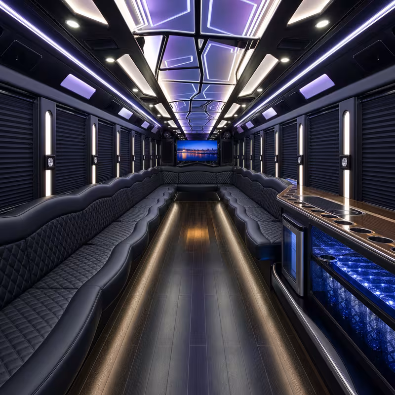 40 Passenger Party Bus Interior