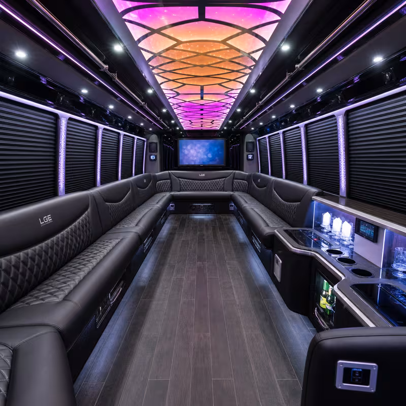 50 Passenger Party Bus Interior