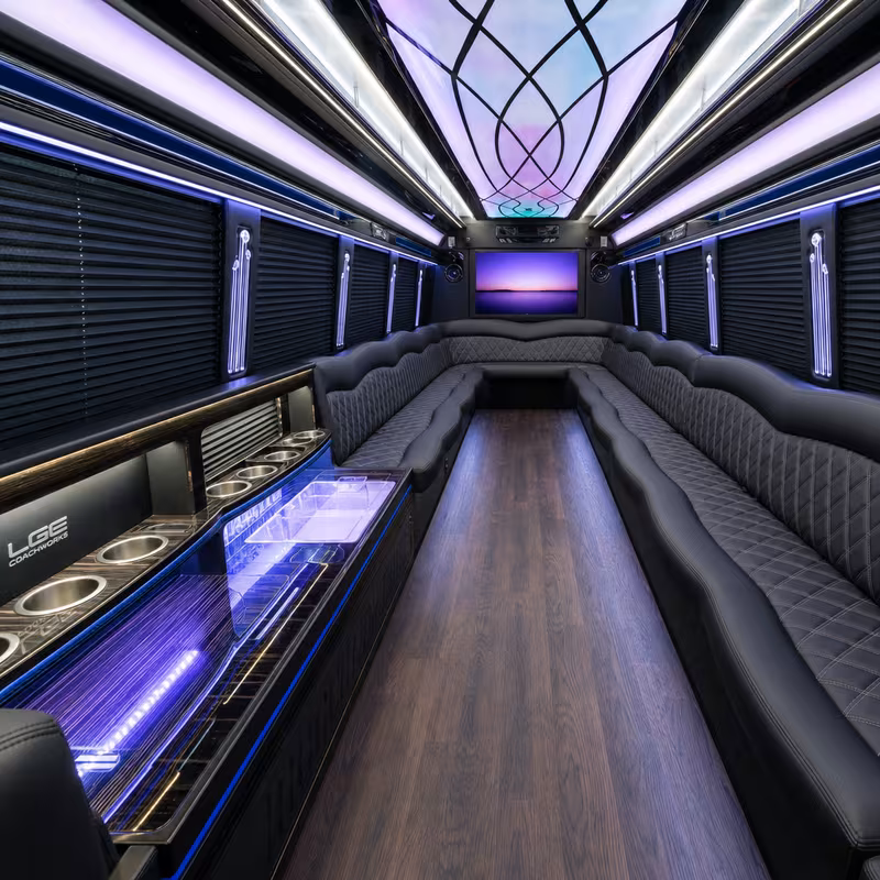 50 Passenger Party Bus Interior
