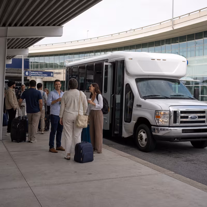 Black Mercedes Sprinter van staged for an New Orleans Airport Transportation group
