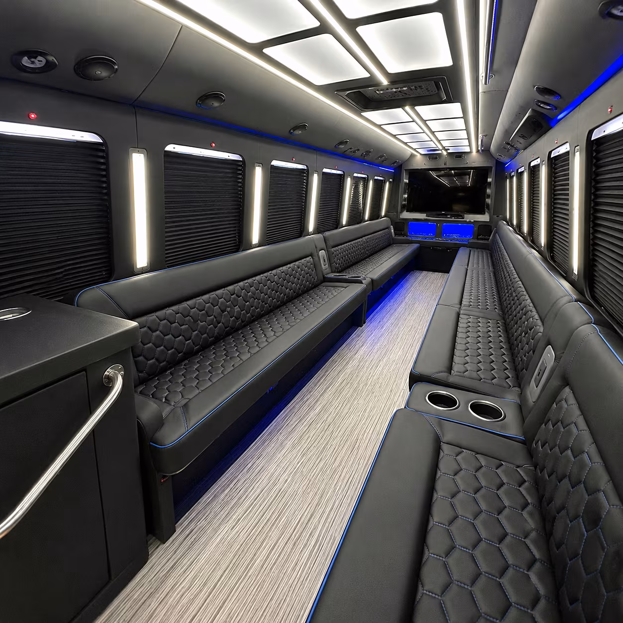New Orleans Bachelor & Bachelorette Transportation party bus interior