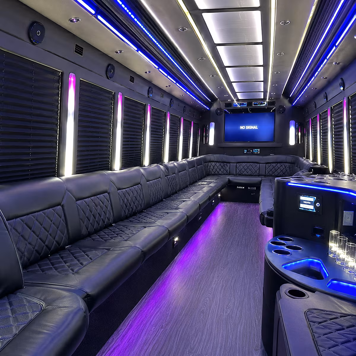 New Orleans Concert & Music Festival Transportation party bus interior