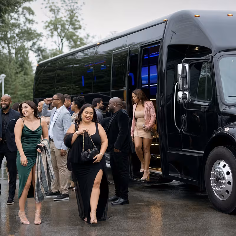 Passengers loading luggage while boarding an New Orleans group shuttle