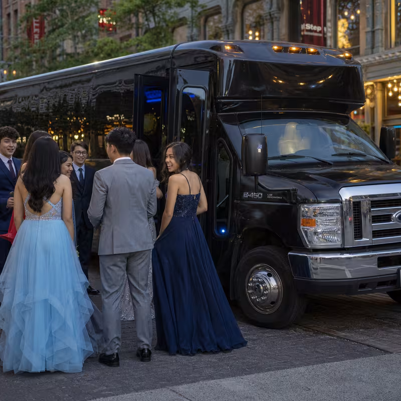 Passengers loading luggage while boarding an New Orleans group shuttle