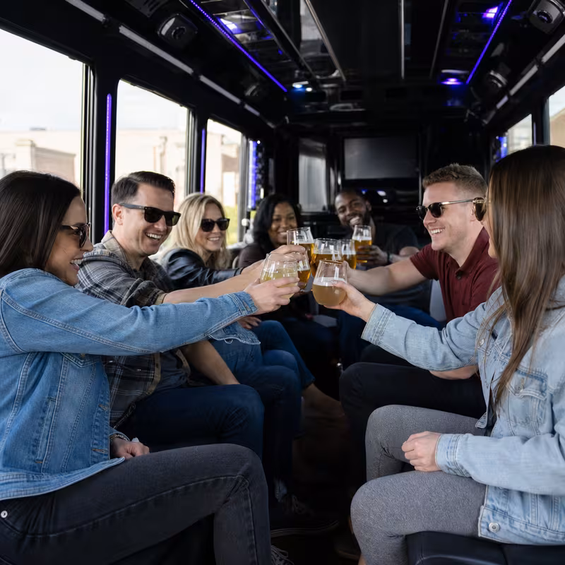 Black Mercedes Sprinter van staged for an New Orleans Winery & Brewery Tour Transportation group